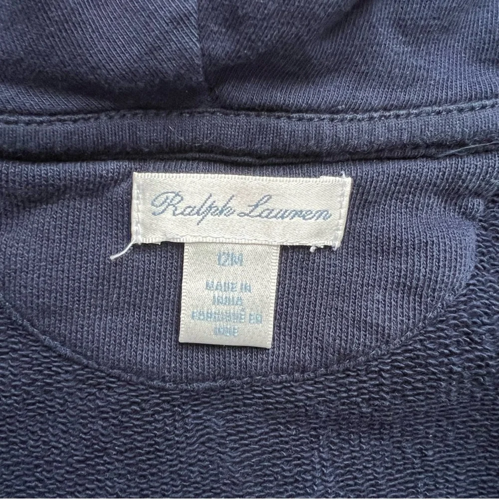 RALPH LAUREN Navy and White Stripe Hoodie, 12mo